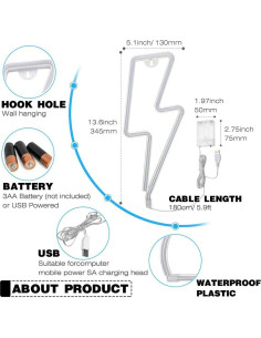 Luz Neon LED Rayo Rosa YouOKLight para Decoración de Pared 2