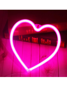 Letrero de Neón Corazón Rosa LED USB/Pilas 20cm Decoración 2