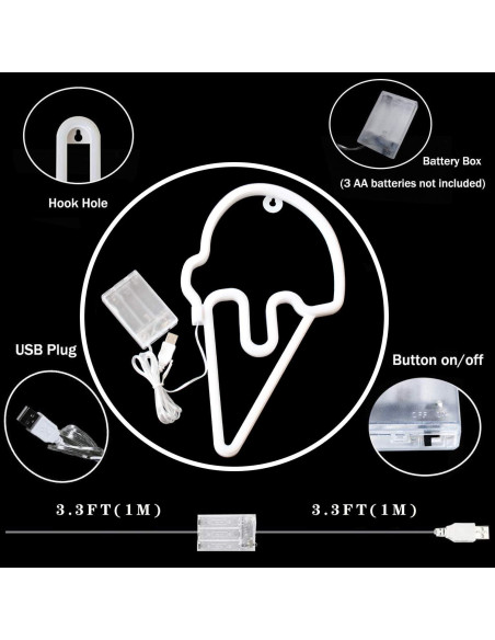 Luz Nocturna Helado YAOZHOU LED Rosa 4.5V Decoración