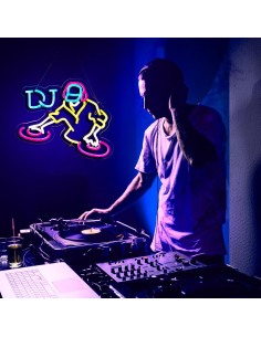 Cartel de neón DJ ORIXIAYE 41.4x30.9 cm Rosa y Amarillo 2
