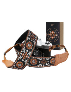 Correa de cámara Padwa Lifestyle 2" algodón ajustable flor marrón