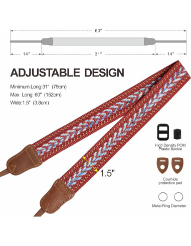 Correa de cámara Padwa Lifestyle Speed Rojo 1.5" Ajustable