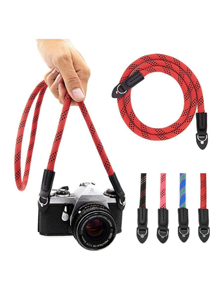 Correa de cámara Eorefo 100cm Nylon Rojo/Negro para DSLR