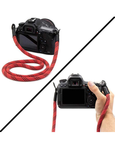 Correa de cámara Eorefo 100cm Nylon Rojo/Negro para DSLR