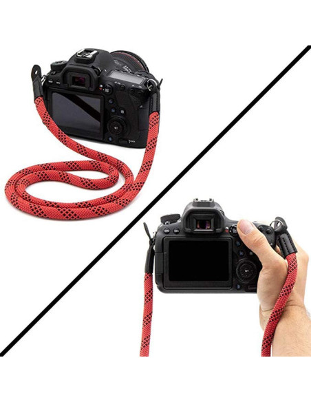 Correa de cámara Eorefo 100cm Nylon Rojo/Negro para DSLR