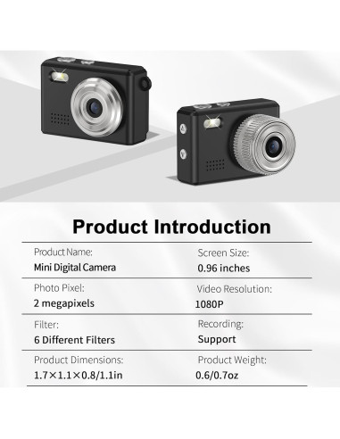 Mini Cámara Digital Llaverito EVIOAUO 1080P Compacta Negra