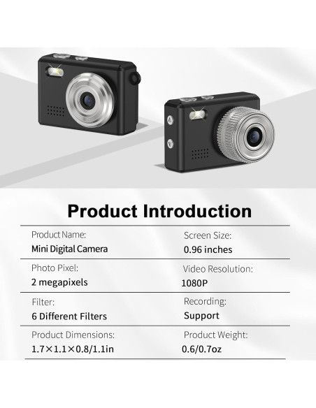 Mini Cámara Digital Llaverito EVIOAUO 1080P Compacta Negra