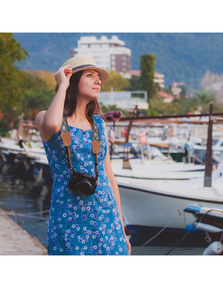 Correa de Cámara Ajustable Padwa Lifestyle Rosa Bordada 5cm