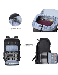 Mochila para cámara MOSISO vintage con soporte trípode y lluvia 2