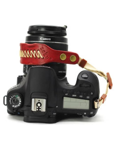 Correa de Muñeca para Cámara Bebaimis de Cuero Rojo Ajustable