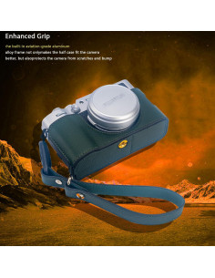 Funda de cámara Bowan para Fujifilm X100VI de cuero verde 2