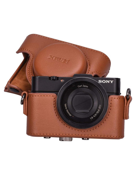 Funda de cuero XEVN para cámara Sony DSC-RX100 - Marrón