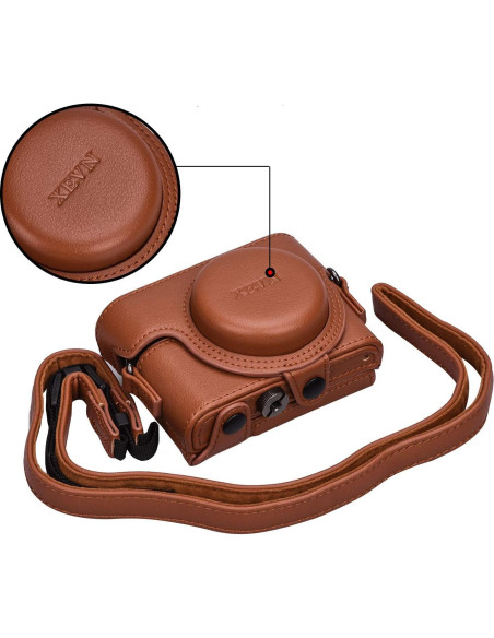 Funda de cuero XEVN para cámara Sony DSC-RX100 - Marrón