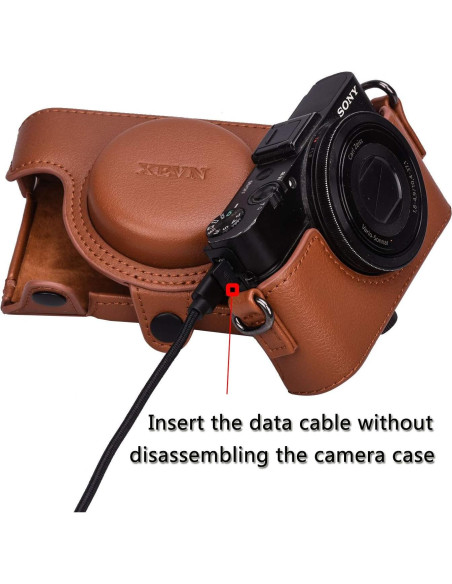 Funda de cuero XEVN para cámara Sony DSC-RX100 - Marrón
