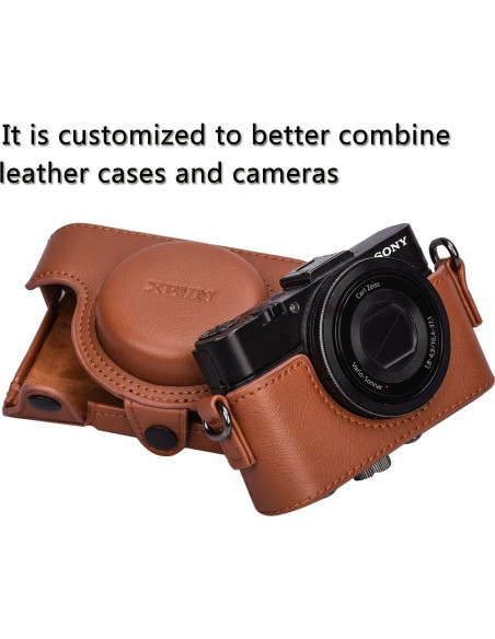 Funda de cuero XEVN para cámara Sony DSC-RX100 - Marrón