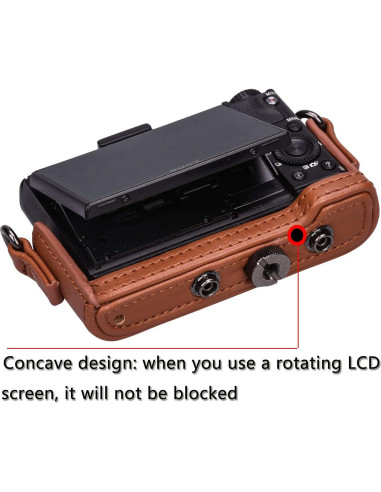 Funda de cuero XEVN para cámara Sony DSC-RX100 - Marrón