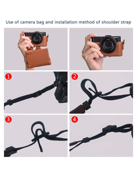 Funda de cuero XEVN para cámara Sony DSC-RX100 - Marrón