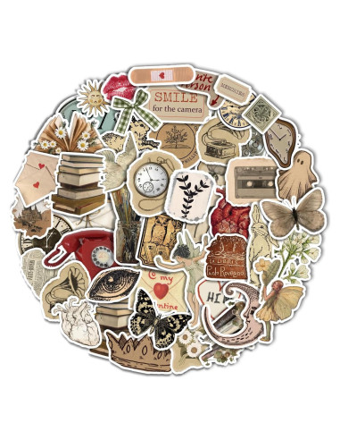 Stickers Estéticos Vintage TSHIRTAMAZING 90 Piezas para Scrapbook