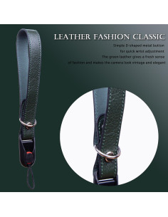 Correa de cámara de cuero ajustable Fujifilm y DSLR - Verde 2
