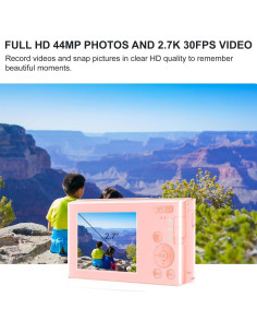 Cámara Digital Acuvar 44MP 4K Rosa Compacta con Tarjeta SD 32GB 2