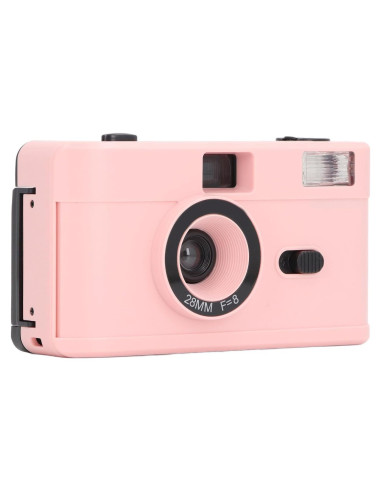 Cámara de película Jectse 35mm reutilizable rosa con flash