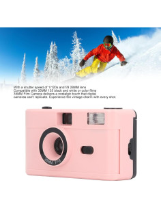 Cámara de película Jectse 35mm reutilizable rosa con flash 2