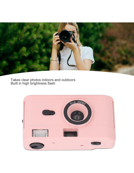 Cámara de película Jectse 35mm reutilizable rosa con flash