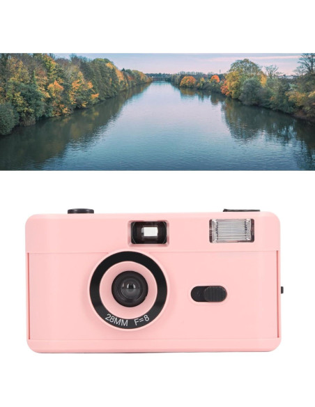 Cámara de película Jectse 35mm reutilizable rosa con flash