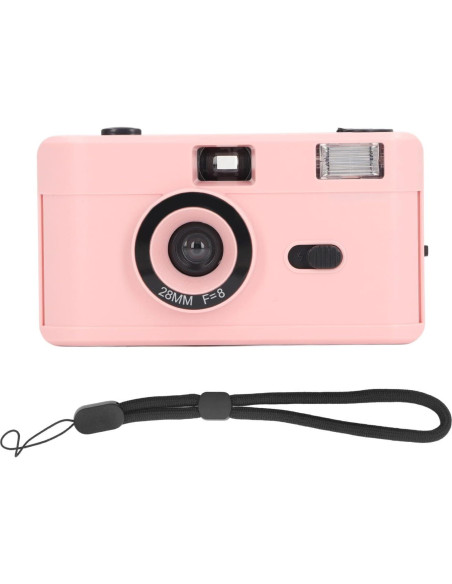 Cámara de película Jectse 35mm reutilizable rosa con flash