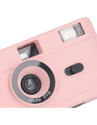 Cámara de película Jectse 35mm reutilizable rosa con flash