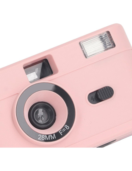Cámara de película Jectse 35mm reutilizable rosa con flash
