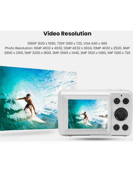 Cámara Digital Sanpyl 16MP Compacta con Pantalla 2.4"