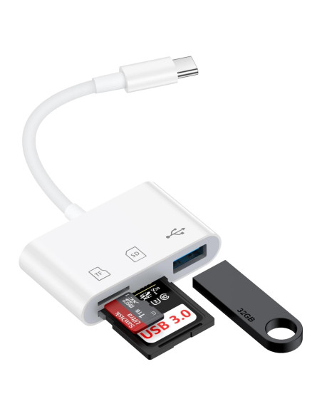 Adaptador USB C a USB Pukiou 3 en 1 para iPhone 15/16/16e