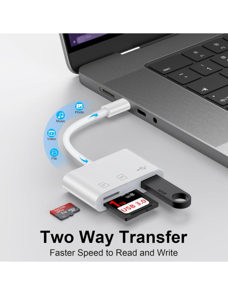 Adaptador USB C a USB Pukiou 3 en 1 para iPhone 15/16/16e