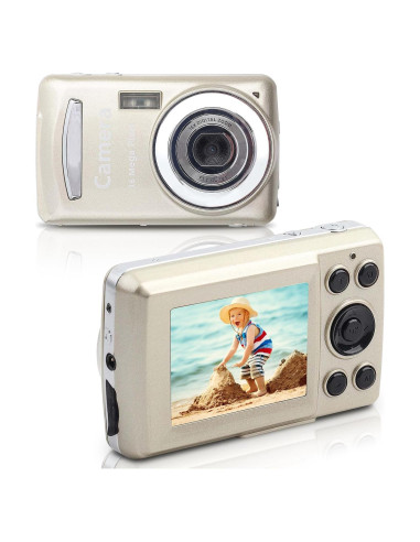 Cámara Digital Compacta HURRISE 16MP 720P para Niños Dorada