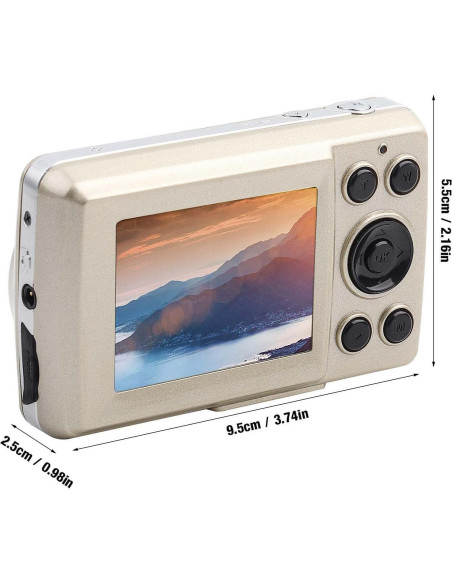 Cámara Digital Compacta HURRISE 16MP 720P para Niños Dorada