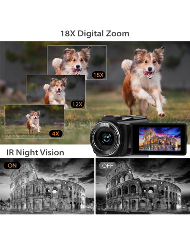 Cámara de video 8K MURAUX 64MP con visión nocturna y WiFi