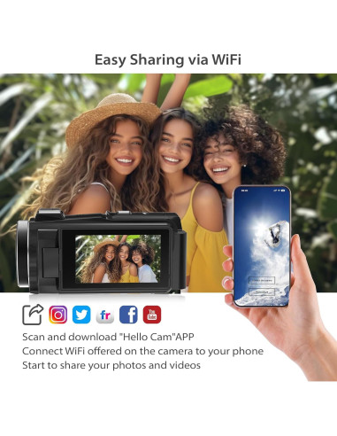 Cámara de video 8K MURAUX 64MP con visión nocturna y WiFi