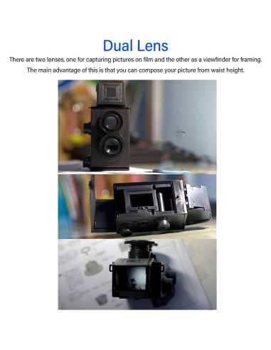 Cámara de película retro TLR 35mm Yosoo DIY doble lente