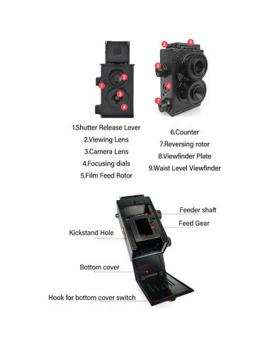 Cámara de película retro TLR 35mm Yosoo DIY doble lente