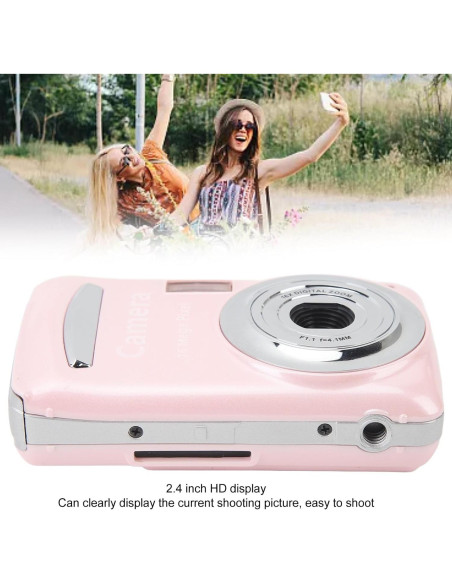 Cámara Digital Pomya 1080P FHD 16MP Rosa con Zoom 16X