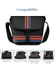 Bolsa de cámara Fintie para Polaroid Now+ y Flip, rayas 2