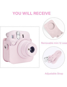 Funda de cámara Rieibi para Fujifilm Instax Mini 12 - Rosa 2