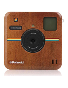 Placa Frontal Personalizada Polaroid Socialmatic Cuero Marrón