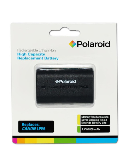 Batería de Litio Recargable Polaroid LPE6 para Canon EOS