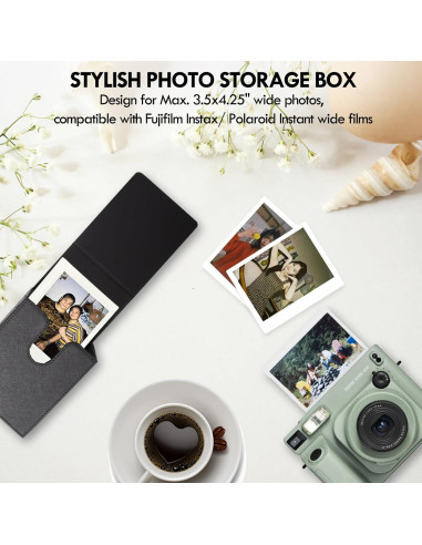Caja de fotos para Instax Wide HIYQIN - Negro Vintage, 80 fotos