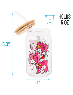 Tarro de vidrio Silver Buffalo My Melody 480 ml con tapa de bambú 2
