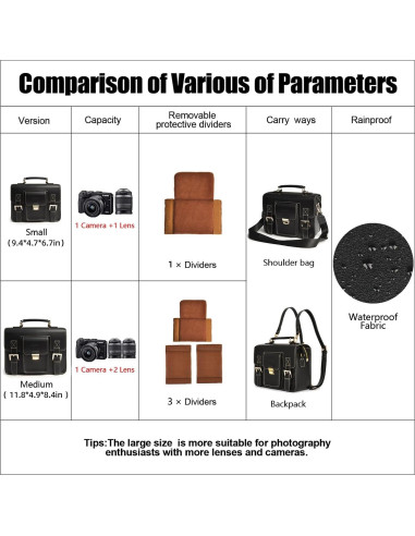 Bolsa de cámara de cuero Cwatcun para DSLR y SLR - Compacta