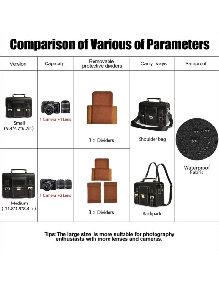 Bolsa de cámara de cuero Cwatcun para DSLR y SLR - Compacta