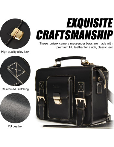 Bolsa de cámara de cuero Cwatcun para DSLR y SLR - Compacta